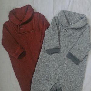 Set of fleece lined cowl neck baby boy’s one piece